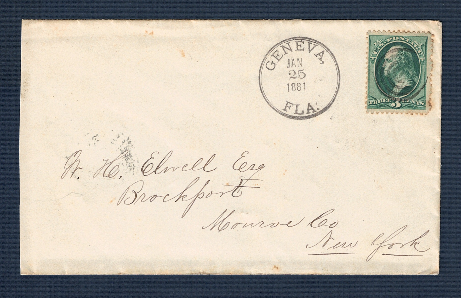 Earliest Known Geneva Florida Cover